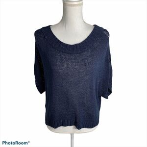 Ann Taylor Blue Knit Dolman Sleeve Sweater Small
